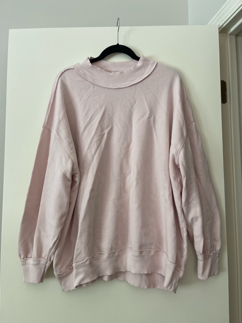 Free People Relaxed Mock-Neck Sweatshirt - Light Pink